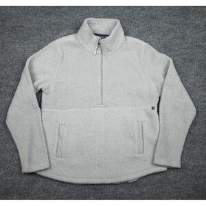 Free Fly Womens Sherpa Fleece Jacket M Gray Bamboo Half Zip Pockets